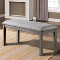 Gray Color Dining Bench Padded Seat 1Pc Bench Kitchen Dining Room Wire Brushed Finish Gray Dining Room Classic,Modern,Transitional Rubberwood Fabric,Solid Wood