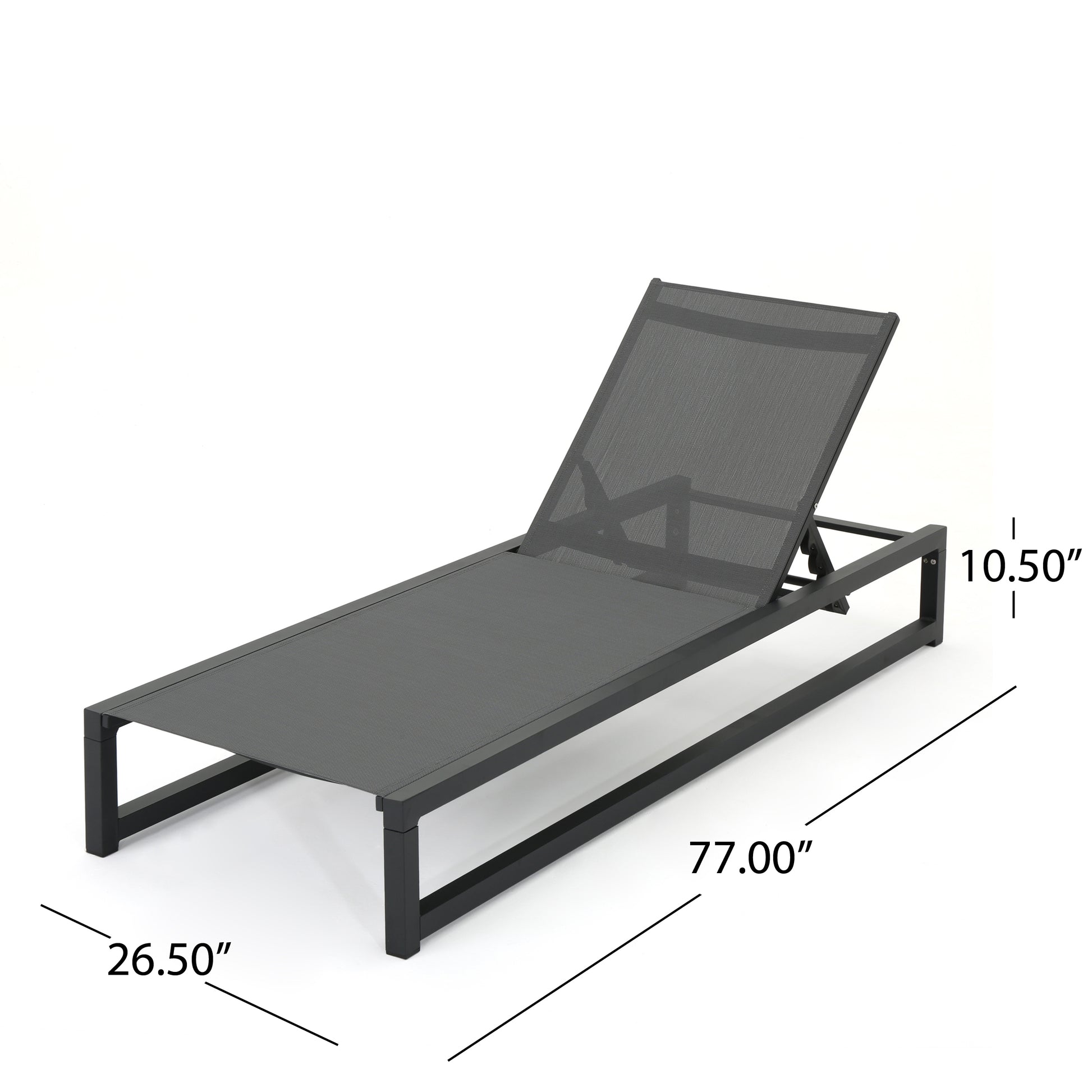 Venice Chaise Lounge Black Grey Mesh