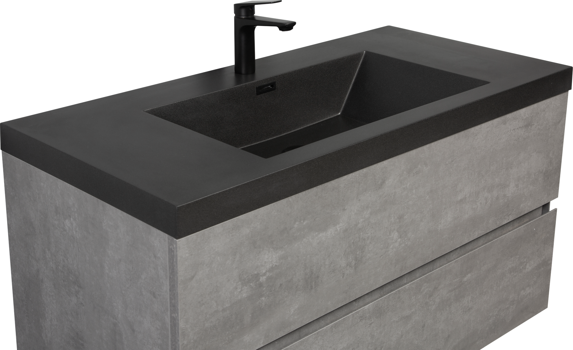 42" Floating Bathroom Vanity With Sink, Modern Wall Mounted Bathroom Storage Vanity Cabinet With Black Quartz Sand Top Basin And Soft Close Drawers, Grey 24V12 42Gr 2 Grey Wall Mounted Melamine