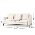 Mirod Comfy 3 Seat Sofa With Wooden Legs, Modern For Living Room And Study Beige Fabric 3 Seat