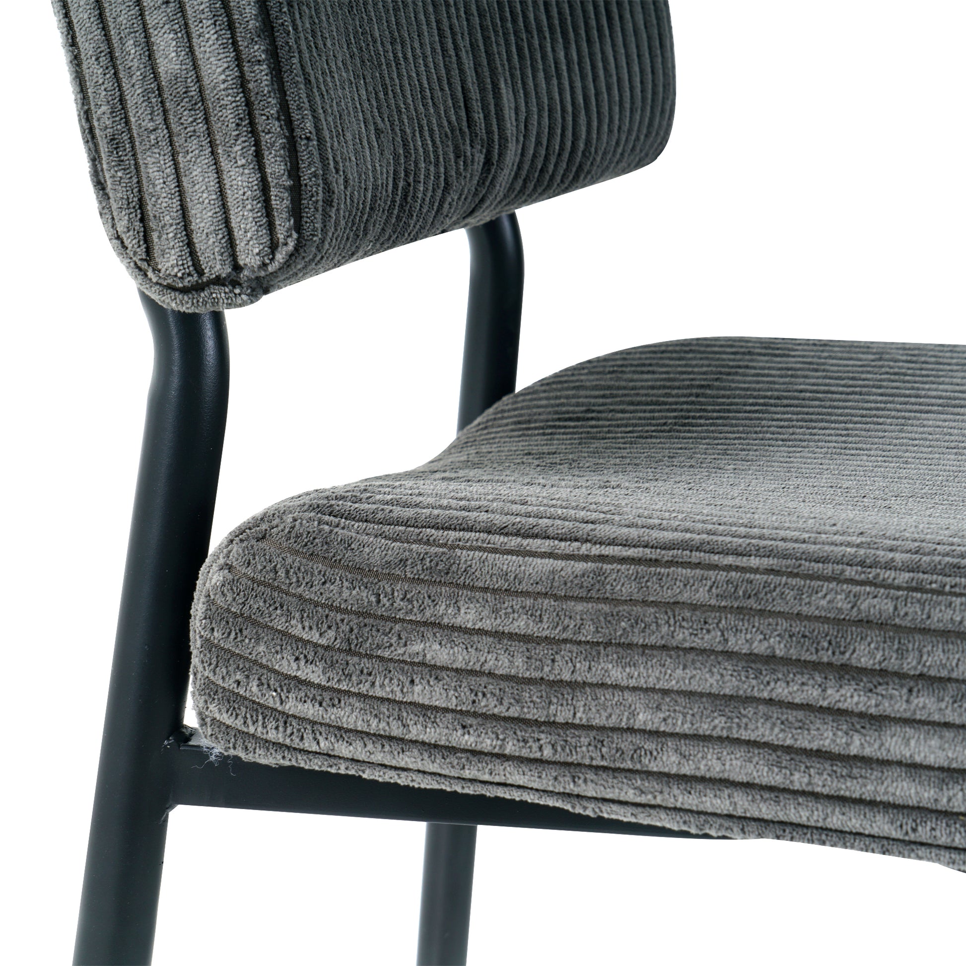 Modern Grey Simple Velvet Dining Chair Fabric Upholstered Chair Family Bedroom Stool Back Dressing, White Round Table Set, Chair Black Metal Legs Set Of 5 White Mdf