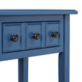 Entryway Table With 2 Drawers, Rustic Console Table With Open Shelf And Rubber Wood Legs For Entryways, Living Rooms, And Hallways Navy Navy Mdf,Rubber Wood