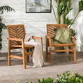 Modern 2 Piece Chevron Patio Chairs Brown Brown Acacia Wood