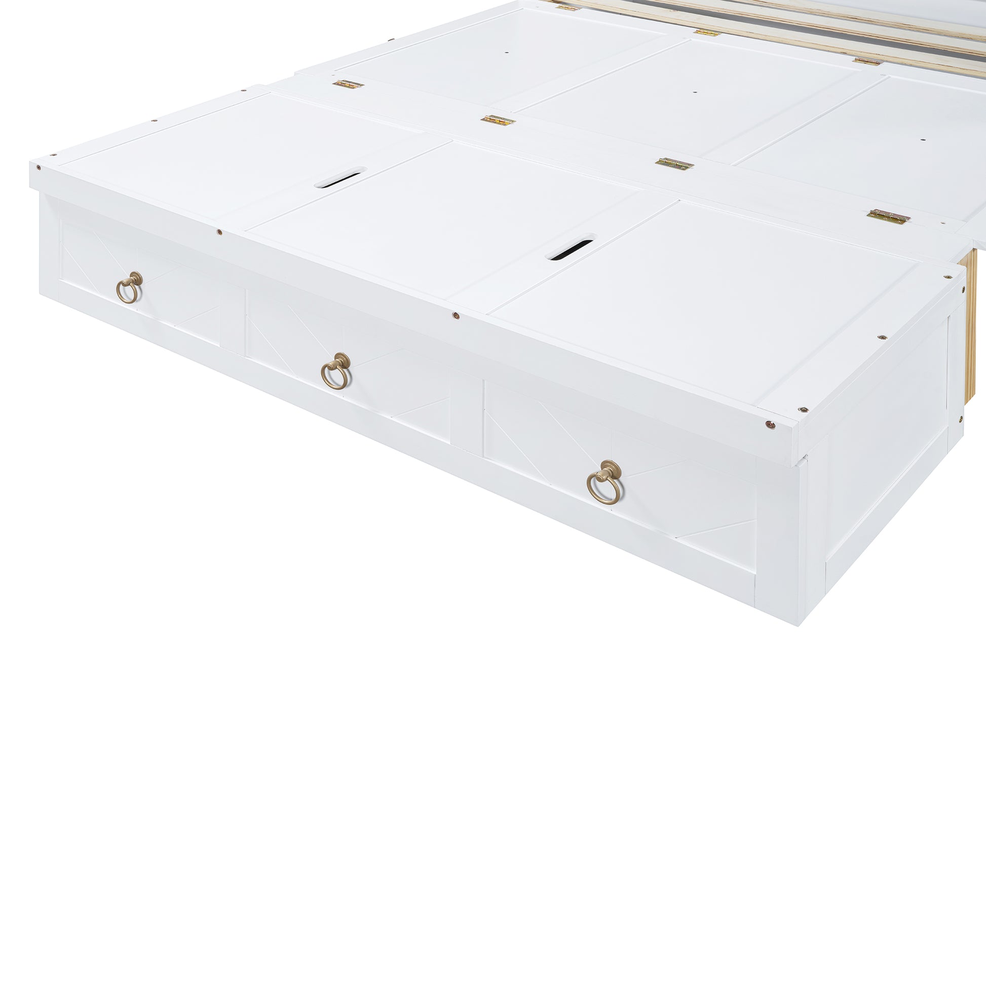 Queen Size Murphy Bed With Usb Port And A Large Drawer, White Queen White Solid Wood Mdf