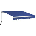 Outsunny 13' X 8' Retractable Awning, Patio Awnings, Sunshade Shelter W Manual Crank Handle, Uv & Water Resistant Fabric And Aluminum Frame For Deck, Balcony, Yard, Dark Blue Dark Blue Aluminum