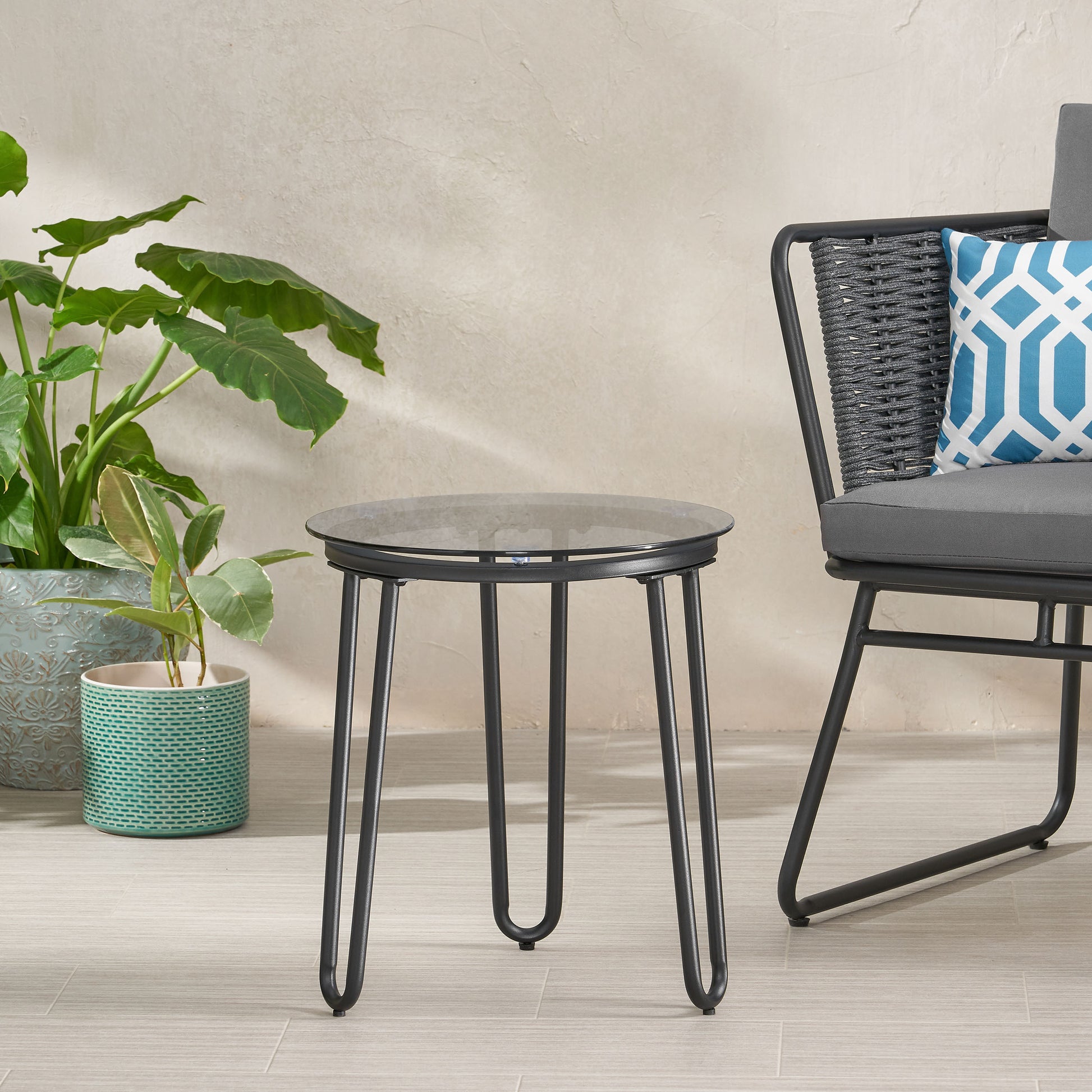 La Jolla Side Table Black Tempered Glass