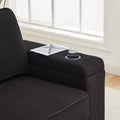 86.5 Inch Sofa Couch Deep Seat Sofa With Two Storage Spaces, T Pyce Charging Portsusb Charging Ports & 2 Cup ,Corduroy 3 Seater Couch, Modern Sofas For Living Room Black Foam Corduroy 3 Seat