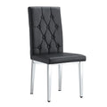 2 Piece Dining Chair, Modern Style Kitchen Upholstered High Back, Metal Leg Office Chair, Suitable For Dining Room, Office, Restaurant. Black Set Of 2 Pu