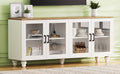 Farmhouse Tv Stand With Tempered Glass Doors For Tvs Up To 70