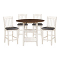 White And Dark Cherry Finish 5Pc Counter Height Set Table With 2X Bottom Shelves Drop Side Leaves And 4 Chairs Kitchen Dining Furniture Wood Wood White Washed Seats 4 Wood Dining Room 42 Inches