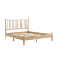 Mid Century Modern Design Full Platform Bed 1Pc Natural Finish Wooden Bedroom Furniture Vertical Slats Headboard, Bed In A Box Box Spring Not Required Full Natural Wood Bedroom Mid Century Modern Slat Beds Wood