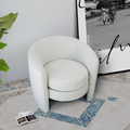 Avalon White Boucle Lounge Chair White Mid Century Modern Foam Boucle