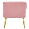 Modern Minimalist Pink Plush Fabric Single Person Sofa Chair With Golden Metal Legs. Suitable For Living Room, Bedroom, Club, Comfortable Cushioned Single Person Leisure Sofa Pink Plush