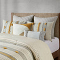 3 Piece Cotton Comforter Set Gray Yellow Full Queen Queen Gray Yellow Cotton