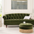 La Rosa Victorian Chesterfield Tufted Sofa, Olive Green Performance Velvet Olive Green Foam Velvet 3 Seat