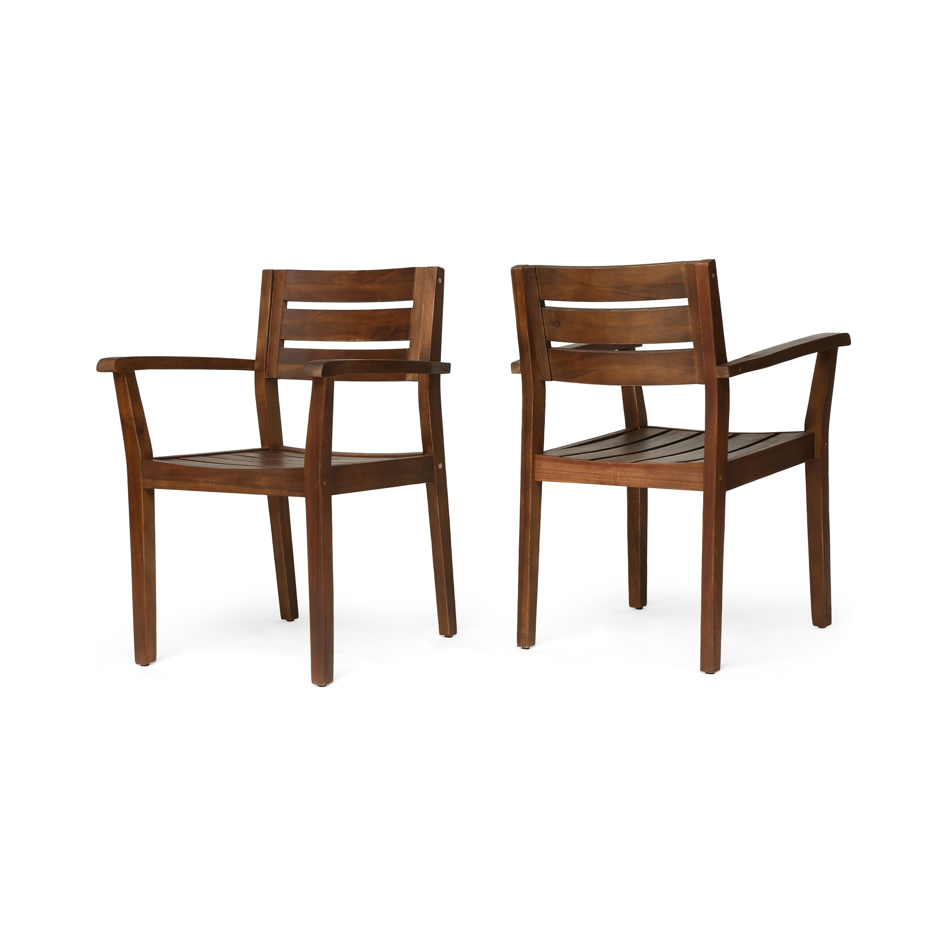 Stamford Dining Chair,Set Of 2 Dark Brown Acacia Wood