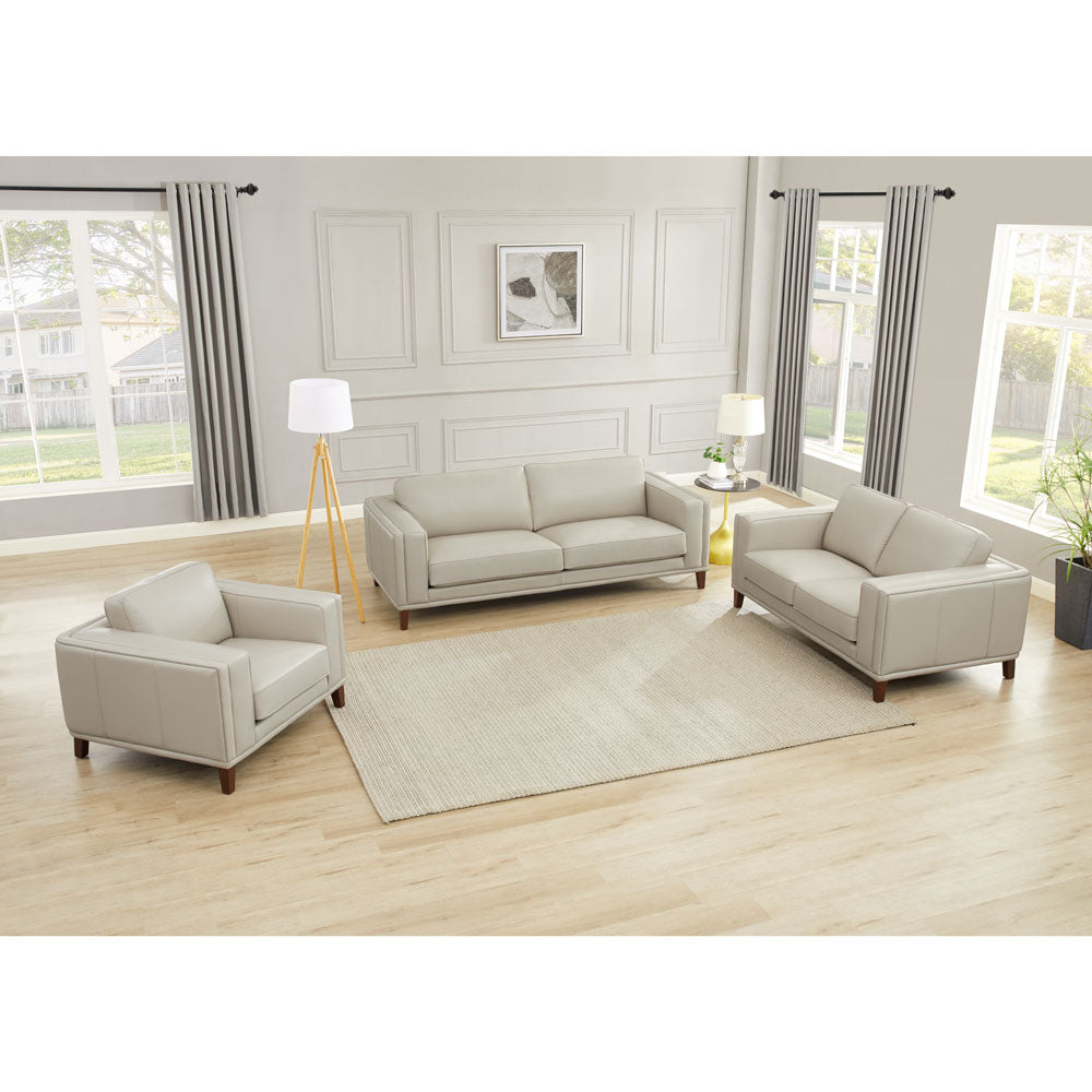 Lyon Leather Sofa Beige Down Filling Genuine Leather 2 Seat