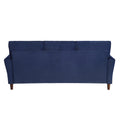 Blue Velvet Upholstery 1Pc Comfort Sofa Plush Seatbacks Tufted Detail Solid Wood Frame Modern Living Room Furniture Blue Velvet Wood Primary Living Space Modern Flared Arms Solid Wood 3 Seat