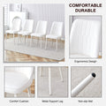 Table And Chair Set, Mdf Desktop, White Metal Table Legs, Stable And Beautiful, Suitable For Most Styles Of Home. Modern Simple Dining Table, Comfortable Seating. White Seats 4 Mdf