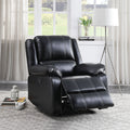 Black Power Recliner With Usb Port Black Faux Leather Power Push Button Wood Primary Living Space Pillow Back Transitional Push Button Eucalyptus Pillow Top Arms Faux Leather