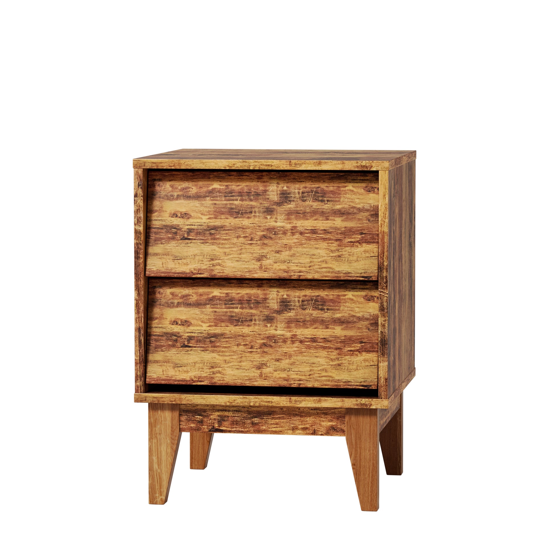 2 Set Nightstands Features Vintage Style And Bevel Design, Made Of Mdf, Mid Century Modern Nightstand, Night Stand For Bedroom Brown Mdf