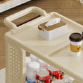 3 Tier Kitchen Storage Cart,Multifunction Utility Rolling Storage Organizer,Mobile Shelving Unit Cart With Lockable Wheels For Bathroom,Laundry,Living Room, Beige Cream Color Kitchen American Design Polypropylene