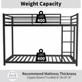 Metal Twin Over Full Bunk Bed Heavy Duty Sturdy Metal Noise Reduced Safety Guardrail No Box Spring Needed,Black Twin Black Metal Metal