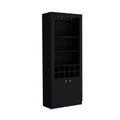 Nero 74 Inch Tall Bar Cabinet 4 Tier Modern Bar Cabinet With Glass Holder Stemware Rack, Wine Cabinet, Liquor Cabinet, 10 Bottle Cubbies And 4 Shelves. Black Primary Living Space Modern Particle Board Shelves Included Engineered Wood