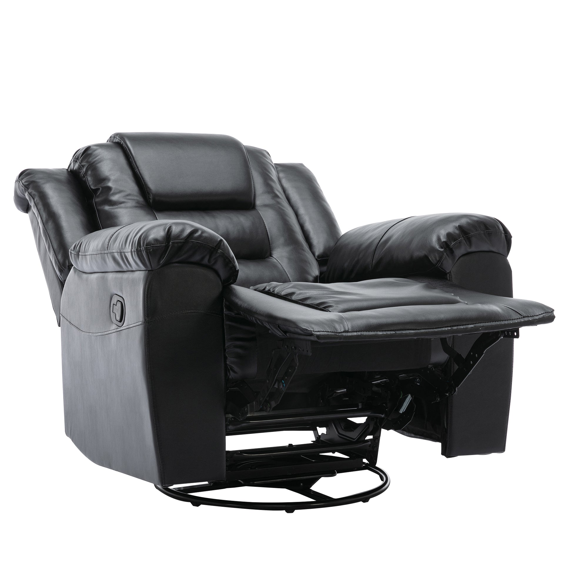 Home Theater Recliner Set Manual Recliner Chair With Wide Armrest, Two Built In Cup Holders For Living Room,Bedroom, Black Old Sku:Sg000760Aab Black Foam Pu Leather