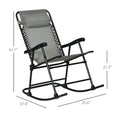 Outsunny 2 Piece Outdoor Rocking Chair Set, Patio Folding Lawn Rocker Set With Headrests For Yard, Patio, Deck, Backyard, Gray Grey Steel