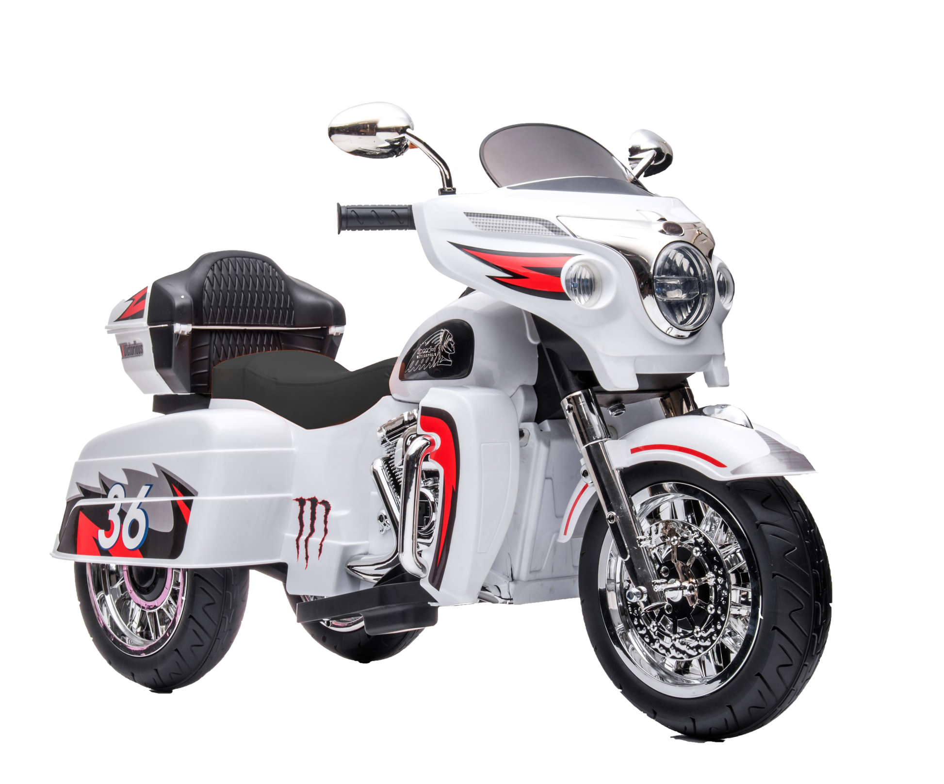 Kids Motorcycle,Ride On Motorcycle,Kids Electric Motorcycle 12V Two Seat Motorcycle For Kids, Motorbike For Kids With Key Start 3 Wheels Headlight Storage Box Two Motor Two Seat White Plastic Indoor