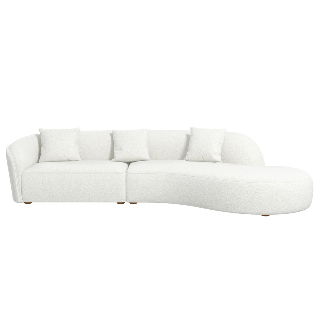 Elijah Japandi Style Curvy Sectional Sofa 133" Ivory Curved Foam Boucle,Wool 5 Seat