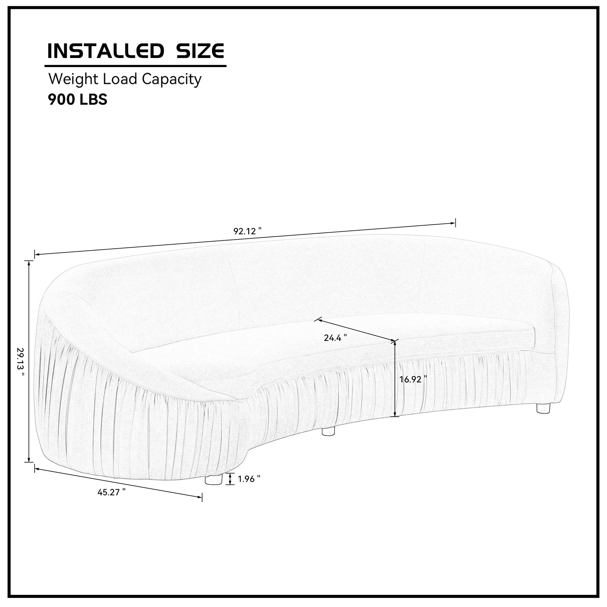 92.13 Inch Modern Design Curved Shaped Sofa Couch For Living Room,Upholstered Fabric 4 Seat Sofa No Need To Assembly Couch For Apartment,Green Green Polyester 4 Seat