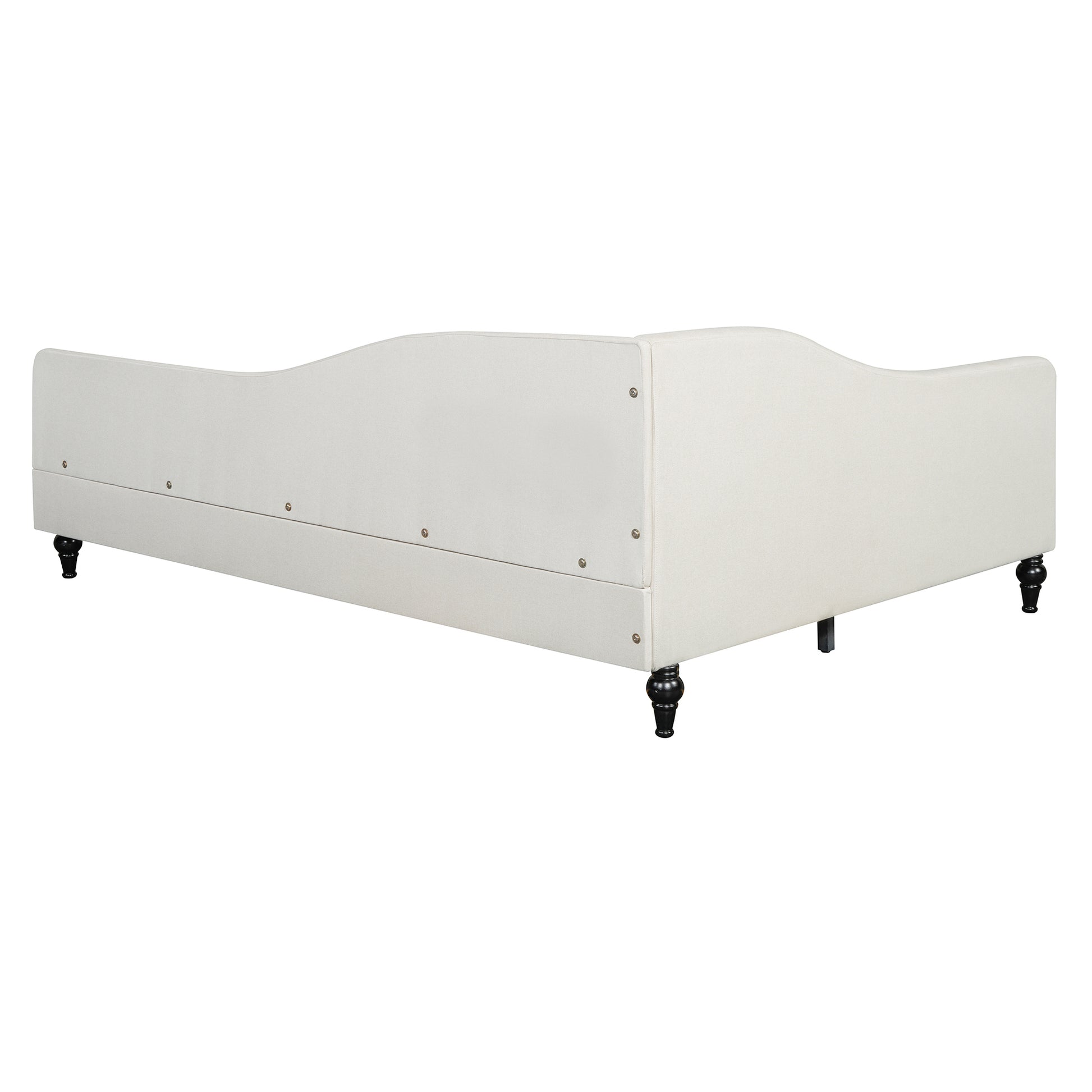 Full Size L Shaped Linen Daybed, With Solid Wood Legs, Beige Old Sku: Sf000146Aaa Full Beige Linen Mdf