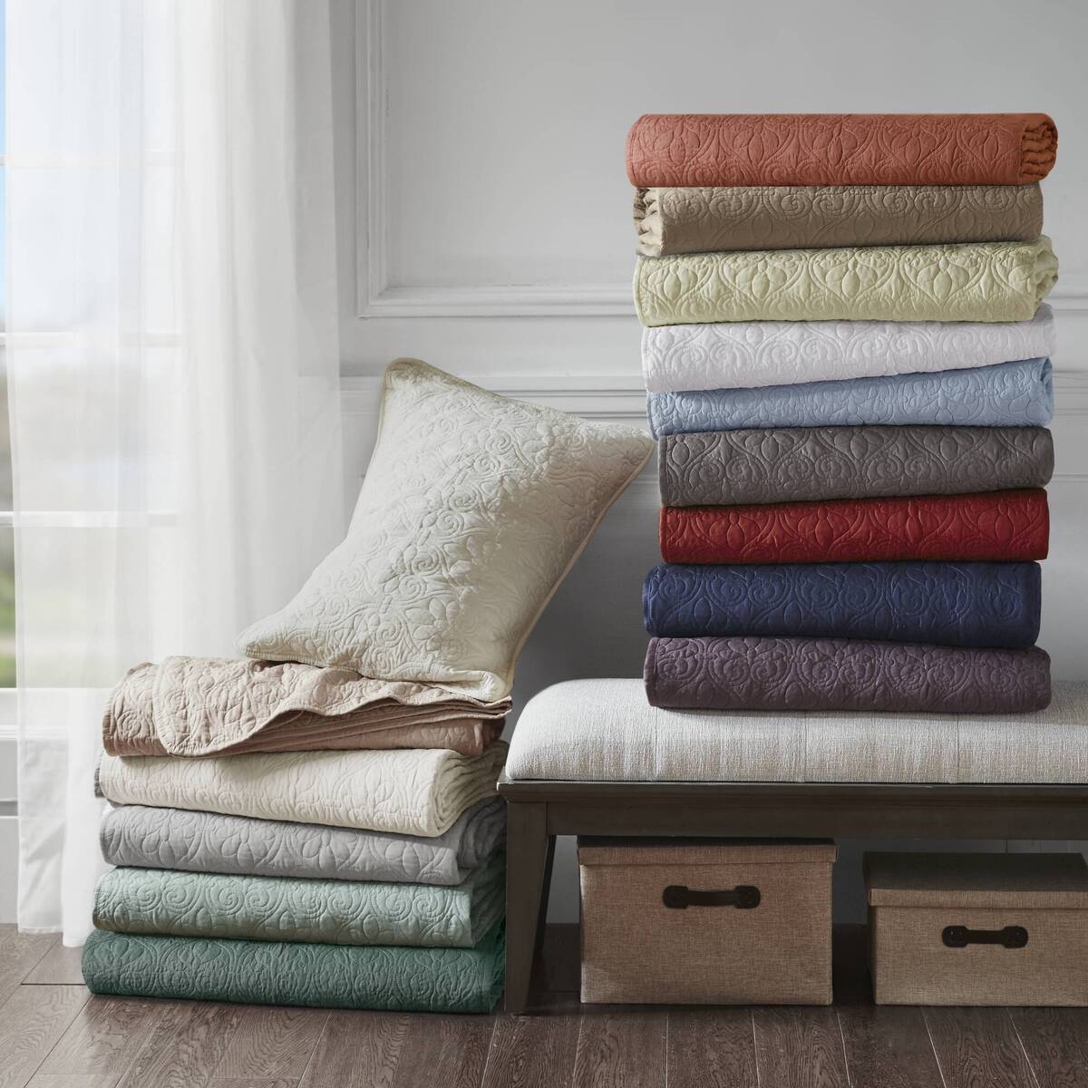 3 Piece Reversible Quilt Set Clay Red Full Queen Red Polyester