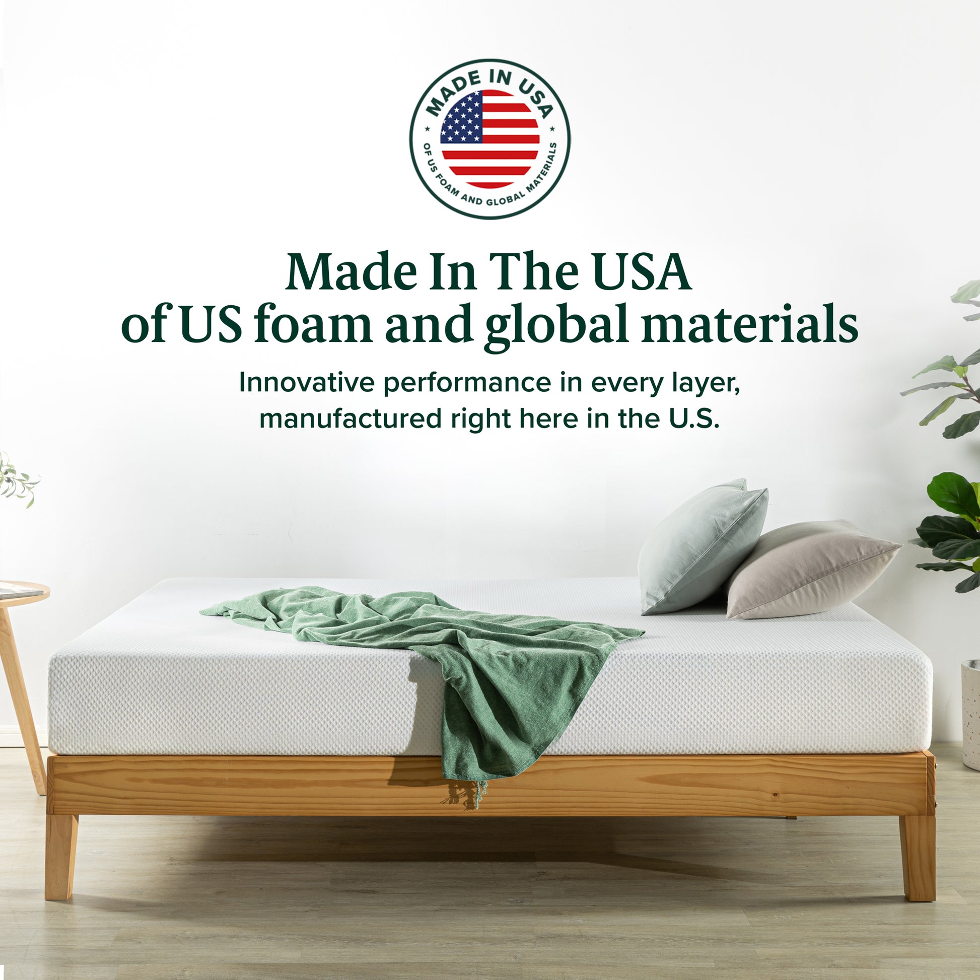 Full 8" Mf Gel Memory Foam & Green Tea Mattress White Foam Foam Full