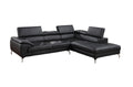 Black Color Sectional Couch 2Pc Set Living Room Furniture Faux Leather Right Facing Chaise And Left Facing Sofa Metal Legs Black Faux Leather Primary Living Space Classic,Contemporary,Modern L Shaped Faux Leather,Metal,Solid Wood 5 Seat