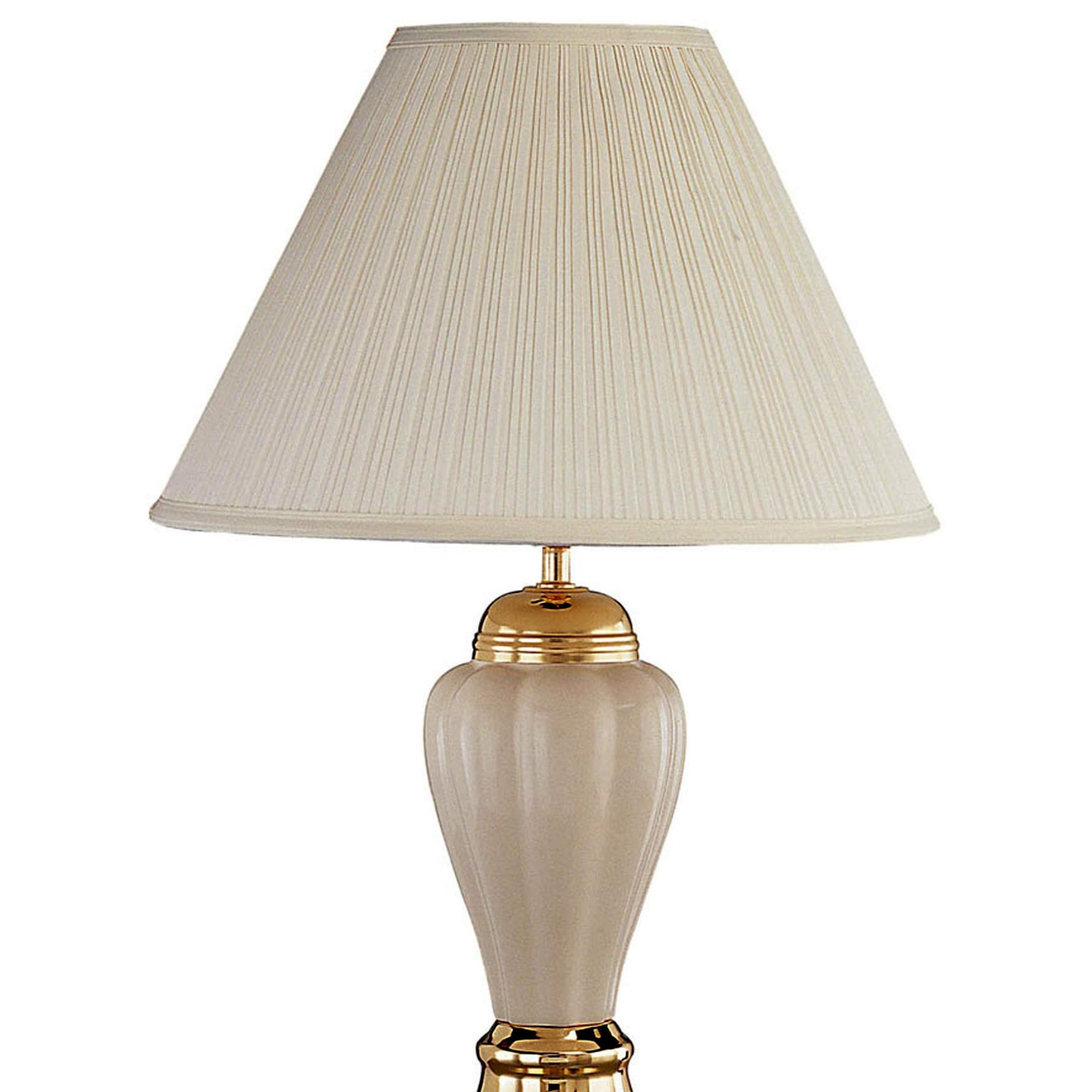 27" Tall Ceramic Table Lamp, Urn Shaped With Ivory Finish, Linen Shade Multicolor Ceramic