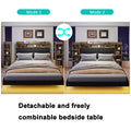 Floating Queen Bed Frame With Led Light And Bookcase Storage Headboard Queen Size Upholstered Platform Bed With Charging Station ,No Box Spring Needed,Easy Assembly, Black Rustic Box Spring Not