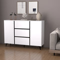 3 Drawers And 2 Doors Light Luxury Sideboard Buffet Cabinet White Wood