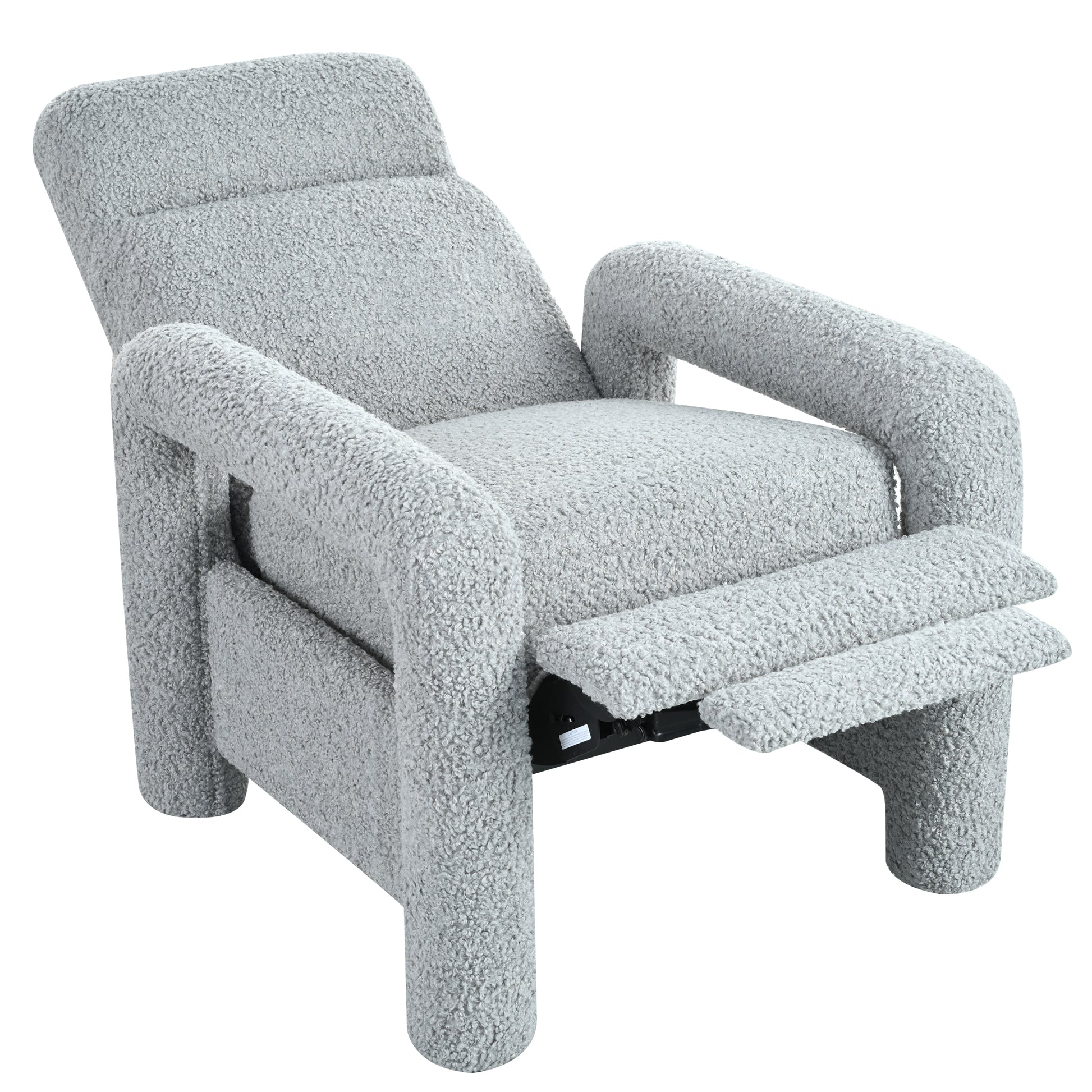 31.25" Push Back Recliner Armchair Upholstered Recliner Chair Single Sofa With Adjustable Backrest For Living Room, Light Grey Light Grey Teddy