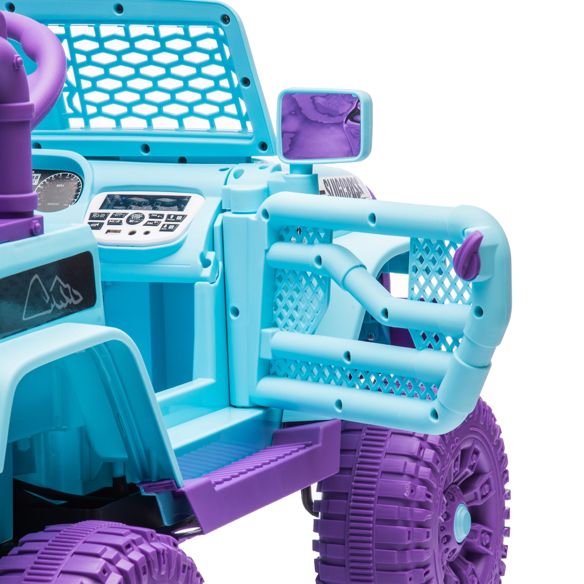 24V Kids Ride On Car W Parents Remote Control,400W Motor,Four Wheel Suspension,Adjustable Speed,Usb,Mp3,Music,Bluetooth,Large Display Screen,Power Display,Portable Handle,Safety Belt For Kids Aged 3 . Purple 50 99 Lbs Polypropylene