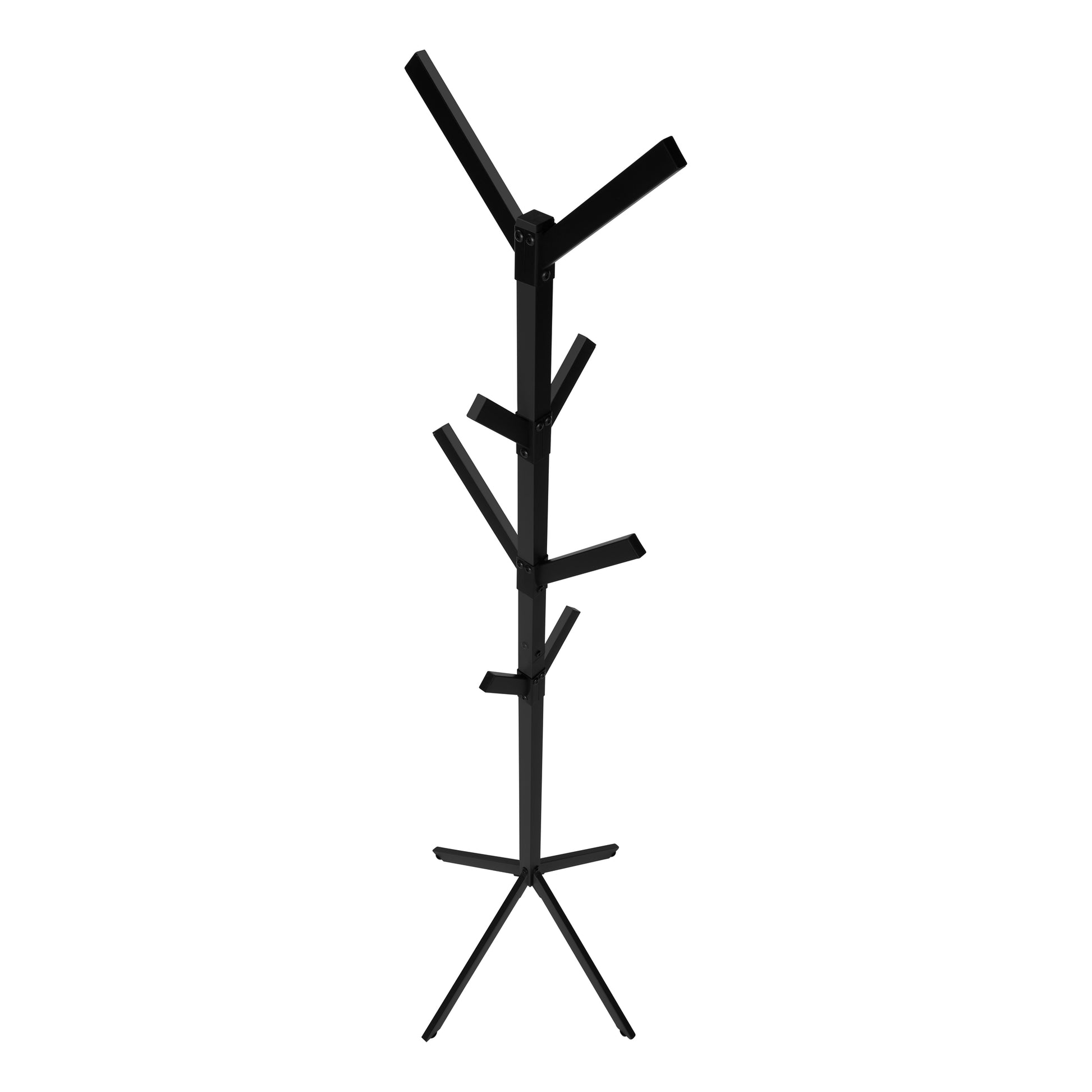 Coat Rack, Hall Tree, Free Standing, 8 Hooks, Entryway, 70"H, Bedroom, Black Metal, Contemporary, Modern Black Metal