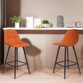 Counter Stools,Set Of 2 Bar Stools With Back And Footrest, Modern Metal Counter Height Barstools For Kitchen Home Bar,25.5