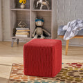 Knitted Foot Stool Red Cotton