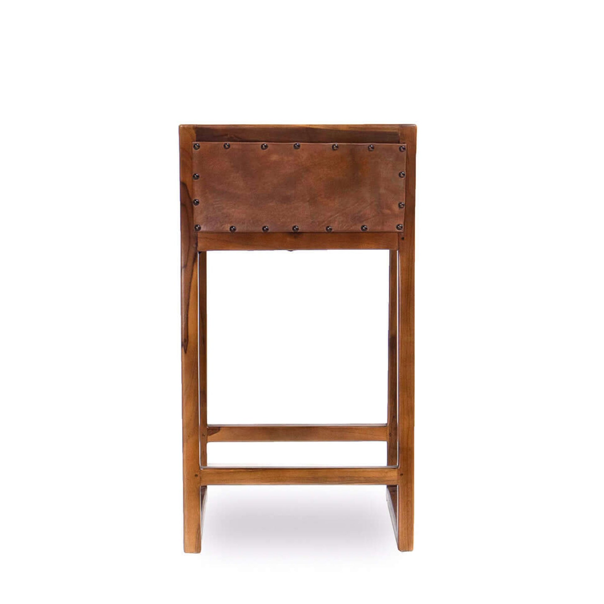 Gavin 25'' Solid Wood Genuine Leather Counter Stool Solid Brown,Rustic,Tan Brown Dining Room Foam Wipe Clean Mid Century Modern Bar Stools 1 Foam Genuine Leather,Solid Wood