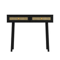 Bohemian Table, 2 Natural Rattan Drawers In Black Mdf