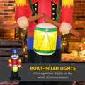 Homcom 8Ft Christmas Inflatables Outdoor Decorations Nutcracker Toy Soldier With Drum, Blow Up Yard Christmas Decor With Led Lights Display Red Polyester