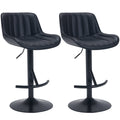 Adjustable Swivel Light Luxury Premium Bar Stool For Kitchen Counter And Dining Room Set Of 2 Black Black Steel