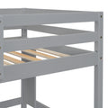 Twin Loft Bed With Built In Desk And Bookcase Of Three Compartments, Guardrails And Ladder,Grey Twin Grey Pine